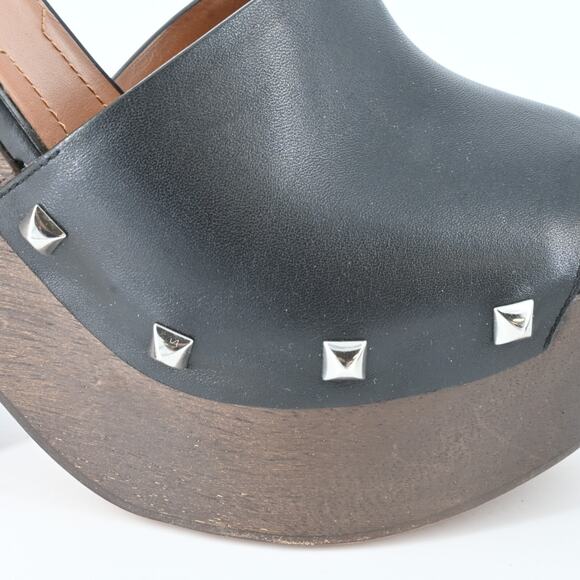 GIVENCHY Black Studded Leather Wooded Platforms Size 37 - Picture 11 of 16